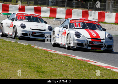 Porsche GT3 Cup Challenge Brésil à Montmelo, Espagne 12 Avril 2013 Banque D'Images