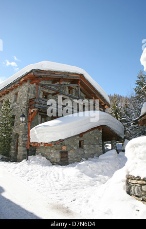 Val d'Isere vielle village vieux village Savoie France Banque D'Images