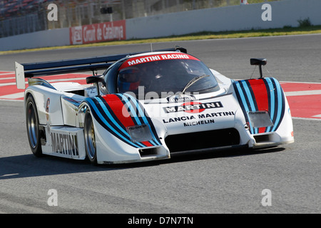 Groupe C course à Barcelone Catalogne Classic Revival, le circuit de Montmelo, avril 2013, Rupert Clevely dans Lancia LC2 Banque D'Images