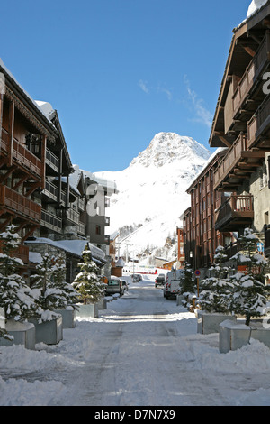 Val d'Isere vielle village vieux village Savoie France Banque D'Images