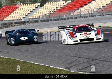 Groupe C la race et historique Sportscar pratique à Barcelone Catalogne Classic Revival, le circuit de Montmelo, Avril 2013 Banque D'Images