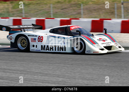 Groupe C course à Barcelone Catalogne Classic Revival, le circuit de Montmelo, avril 2013, Rupert Clevely dans Lancia LC2 Banque D'Images