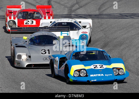 Groupe C la race et historique Sportscar pratique à Barcelone Catalogne Classic Revival, le circuit de Montmelo, Avril 2013 Banque D'Images