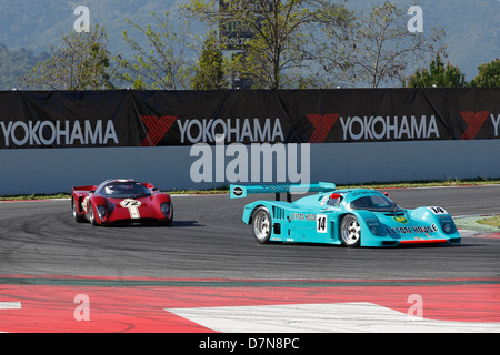 Groupe C la race et historique Sportscar pratique à Barcelone Catalogne Classic Revival, le circuit de Montmelo, Avril 2013 Banque D'Images