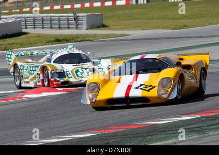 Groupe C la race et historique Sportscar pratique à Barcelone Catalogne Classic Revival, le circuit de Montmelo, Avril 2013 Banque D'Images