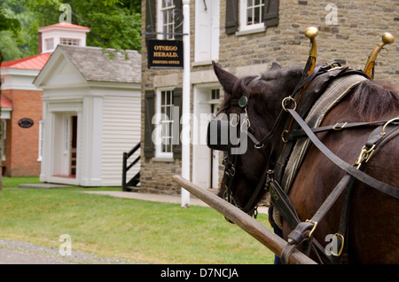 New York, Cooperstown, Farmers' Museum. Rue principale. Pour l'éducation, le tourisme, ou un usage éditorial uniquement. Banque D'Images