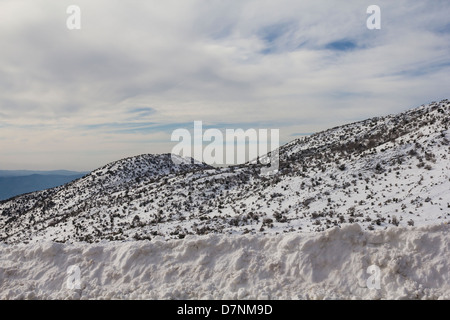 Le mont Hermon dans la neige, Israël Banque D'Images