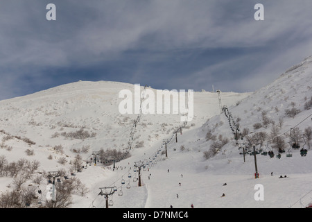 Téléphérique sur le mont Hermon en hiver, Israël Banque D'Images