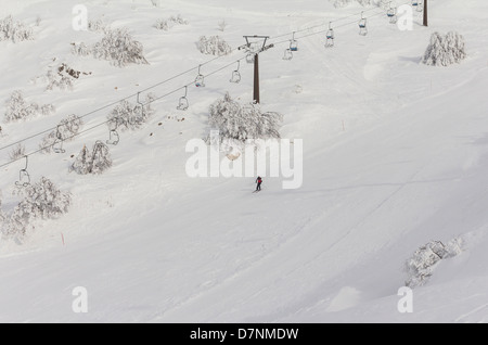 Téléphérique sur le mont Hermon en hiver, Israël Banque D'Images