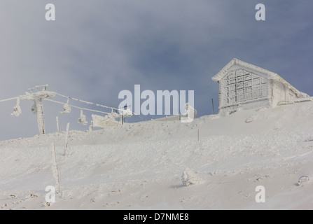 Téléphérique sur le mont Hermon en hiver, Israël Banque D'Images