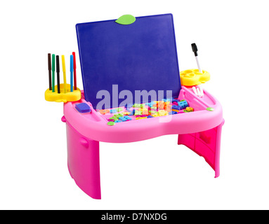 Un panneau bleu avec des lettres de l'aimant pour les enfants à apprendre Banque D'Images