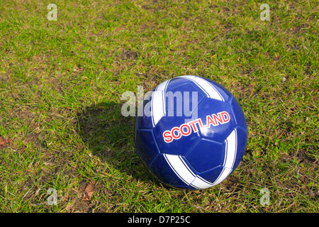 L'Écosse de football en cuir de marque sur l'herbe Banque D'Images