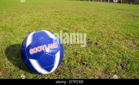 L'Écosse de football en cuir de marque sur l'herbe Banque D'Images