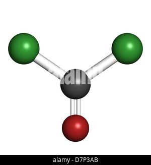Le phosgène molécule de guerre chimique, la structure chimique. Les atomes sont représentés comme des sphères avec codage couleur classiques Banque D'Images