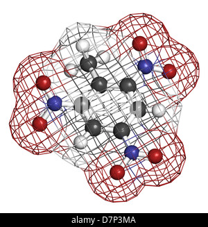 Trinitrotoluène (TNT) molécule explosive, la structure chimique. Les atomes sont représentés comme des sphères avec codage couleur classiques Banque D'Images