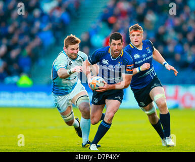 11.05.2013 Dublin, Irlande. Rob Kearney (Leinster) fait une pause durant la RaboDirect PRO12 demi-finale entre Leinster et Glasgow Warriors du Royal Dublin Society. Banque D'Images