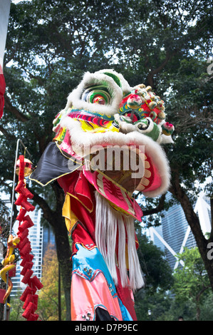 Dh Hong Kong Park Central Hong Kong Nouvel An chinois costume de danse du lion head chine Banque D'Images