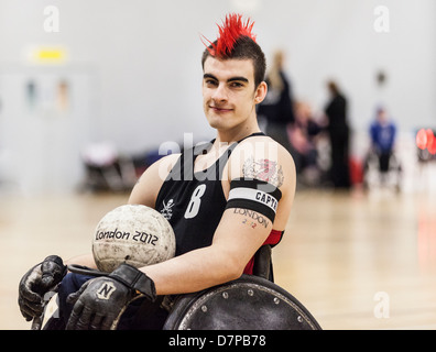 David Anthony GBWR, joueur de rugby en fauteuil roulant aux Jeux paralympiques, l'équipe Go, Londres 2012 Banque D'Images