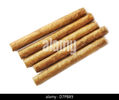 Petits cigares close up, isolated on white Banque D'Images