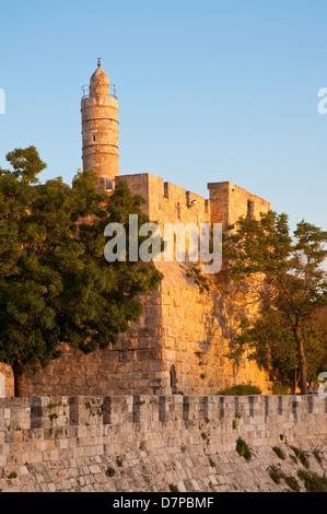 David Citadel dans les murs de la vieille ville de Jérusalem, Israël Banque D'Images