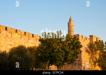 David Citadel dans les murs de la vieille ville de Jérusalem, Israël Banque D'Images