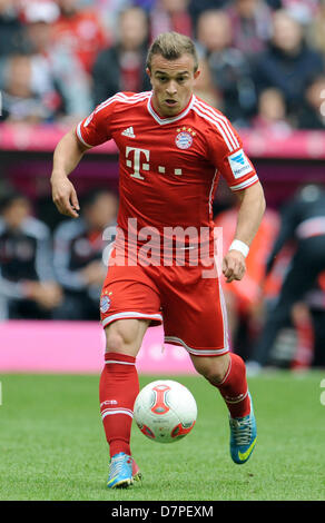 Le Bayern de Munich, Xherdan Shaqiri joue la balle au cours de la Bundesliga match de football entre le Bayern Munich et le FC Augsburg à l'Allianz Arena de Munich, Allemagne, 11 mai 2013. Photo : Andreas Gebert Banque D'Images