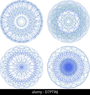 Abstract Blue Circle mandala, pattern set Banque D'Images