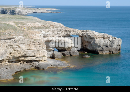 Crocodile Rock, péninsule Tarhankut, Tarhan Qut, Crimea, Ukraine, Europe de l'Est Banque D'Images