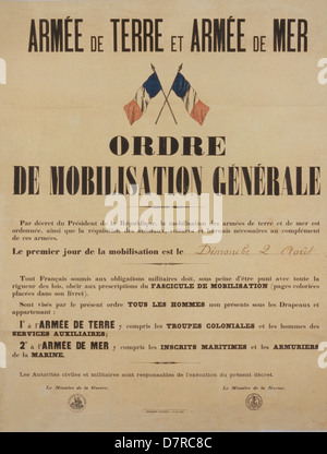 Armée de terre et Armée de mer. Ordre de mobilisation générale 1914 Banque D'Images