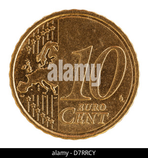Une pièce de 10 cents euro Espagnol sur fond blanc Banque D'Images