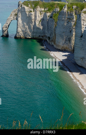 Falaise d'aval. Sea Cliff. Étretat. La Côte d'Albâtre. Haute-Normandie. La Normandie. France Banque D'Images