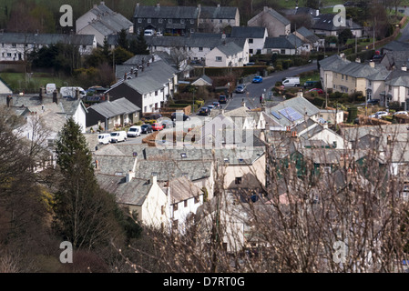 Vue aérienne du village de Braithwaite dans le Lake District, Cumbria. Banque D'Images