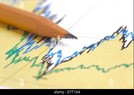 Crayon sur le graphique d'affaires Banque D'Images