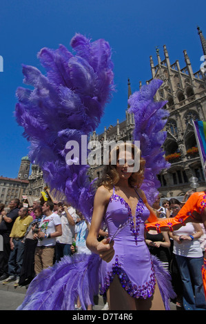 La Marienplatz, Munich, Christopher Street Day, Gay Parade, Bavaria, Germany, Europe Banque D'Images