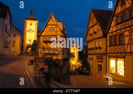 Rothenburg ob der Tauber, Ploenplein Siebersturm, tour, Route Romantique, Romantische Strasse, Franconia, Bavaria, Germany, Europe Banque D'Images