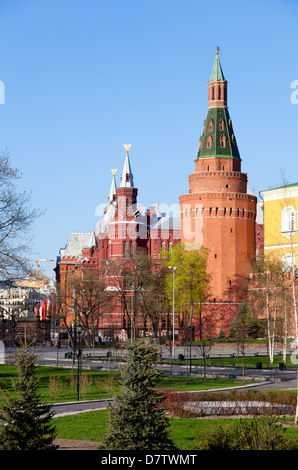 Arsenal d'angle Tour du Kremlin de Moscou, Alexandre Jardin et Musée historique d'Etat Banque D'Images