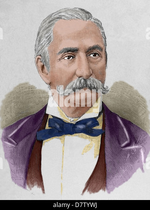 Francisco J. Hernandez y Martinez (1816-1885). Portoricain médecin. Gravure de A. Carretero. De couleur. Banque D'Images