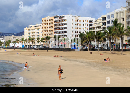 La plage de Reducto, Arrecife, Lanzarote, îles Canaries, Espagne, de l'Atlantique Banque D'Images