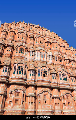 Façade avant de Hava Mahal à Jaipur, Rajasthan, Inde. Banque D'Images