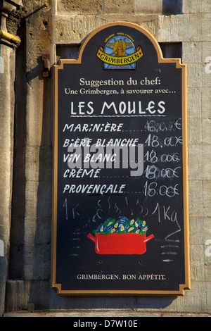 Restaurant sign, Bruxelles, Belgique Banque D'Images