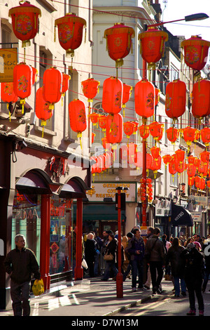 Les célébrations du Nouvel An chinois dans Chinatown, Londres, Angleterre, Royaume-Uni Banque D'Images