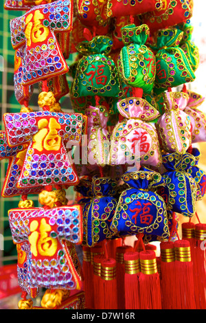 Décorations du Nouvel An chinois, Hong Kong, Chine Banque D'Images