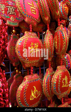 Décorations du Nouvel An chinois, Hong Kong, Chine Banque D'Images