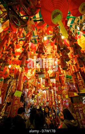 Décorations du Nouvel An chinois, Hong Kong, Chine Banque D'Images