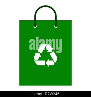 Sac shopping vert avec symbole recyclage Banque D'Images