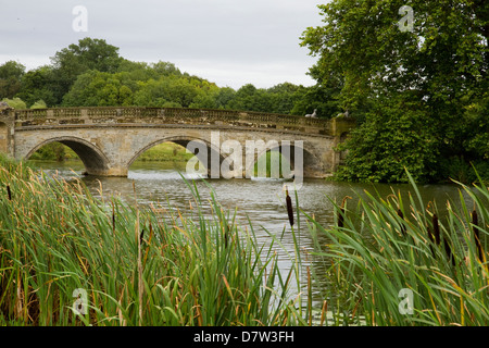 Lac et pont à Compton Verney Warwickshire Angleterre Banque D'Images