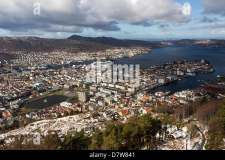 Vue du mont Floyen, Bergen, Norvège Banque D'Images