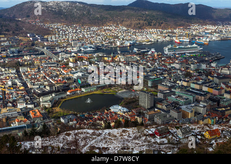 Vue du mont Floyen, Bergen, Norvège Banque D'Images