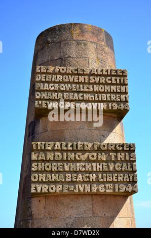 Omaha Beach, Normandie, France : monument en mémoire de la tombée du jour j à la libération de la France. Banque D'Images