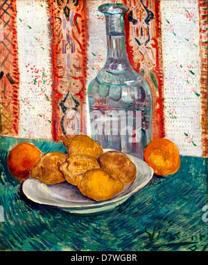 Nature morte à la carafe et citrons sur une assiette 1887 Vincent van Gogh 1853 - 1890 La Poste des Pays-Bas néerlandais l'Impressionnisme Banque D'Images